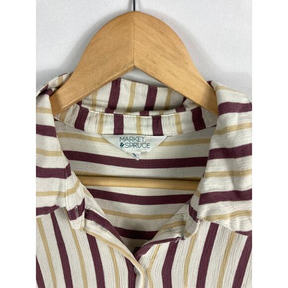 Market & Spruce Stripe Button Up Blouse Size Medium - Picture 3 of 6